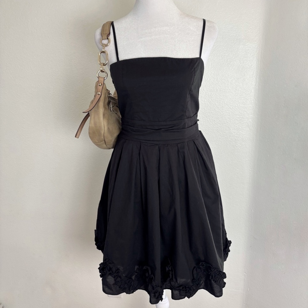 Sidecca Korea Black Rosette Hem Mini Dress – Y2K Babydoll Vibes